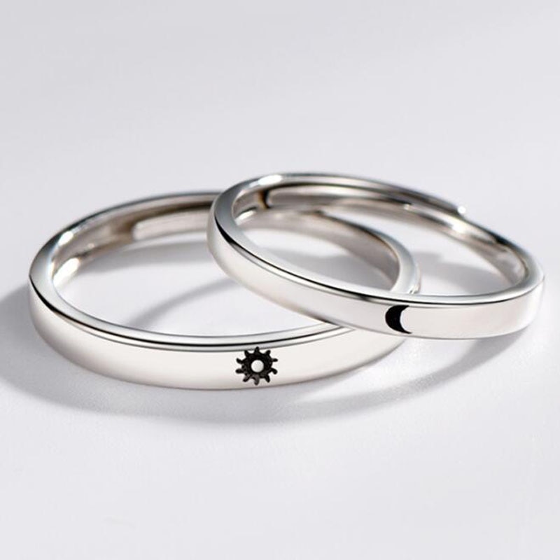 Korea Style Couple Silver Plated Ring Sun Moon Star Islam Religious Couples Rings Power Lovers Jewelry