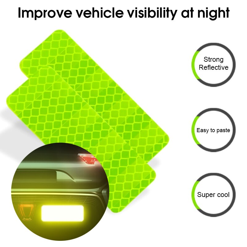 4pcs Car Door Sticker Decal Reflective Strip Warning Mark Tape Reflective Sticker OPEN High Sign Safety Light Reflector Strip