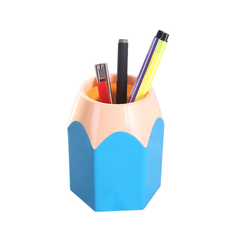 Mini Pen Holder Pencil Holder Stationery Storage Office Supplies Desk Accessories Cup Makeup Brush Pot Desk Organizer: Blue
