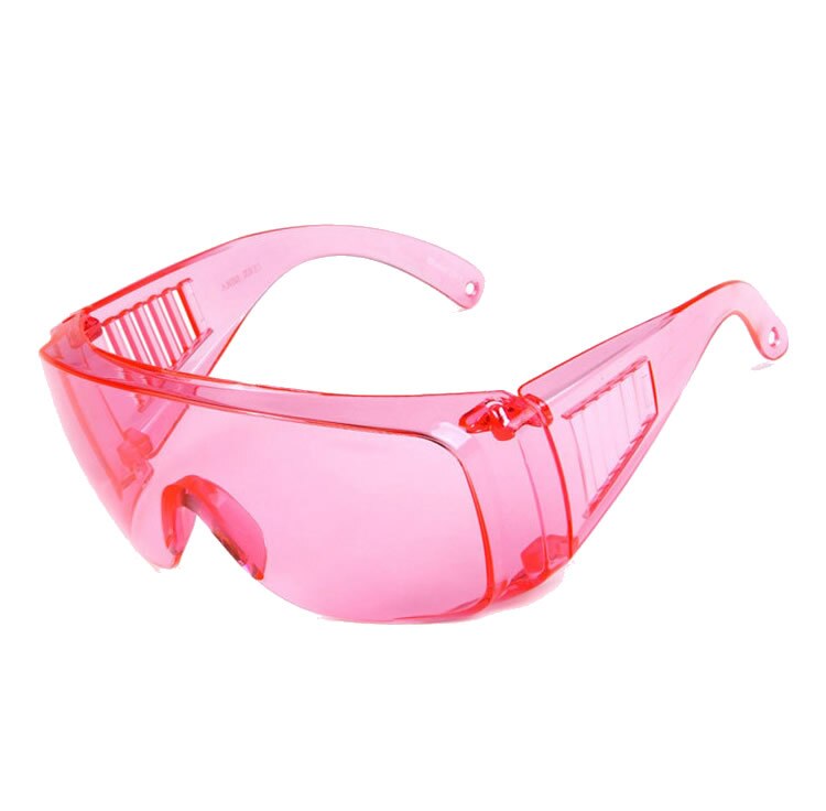 Gennemsigtige arbejdssikkerhedsbriller farve anti-støv stødsikker til laboratorie gør-det-selv arbejde ridning cs spil øjenbeskytter arbejdssikkerhedsbriller: Lyserød