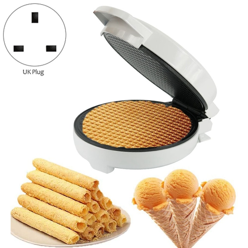 Elektrisk krispig äggrulle maker omelett crepe bakpanna våffla pannkaka ugn diy glass kon maskin uk plug