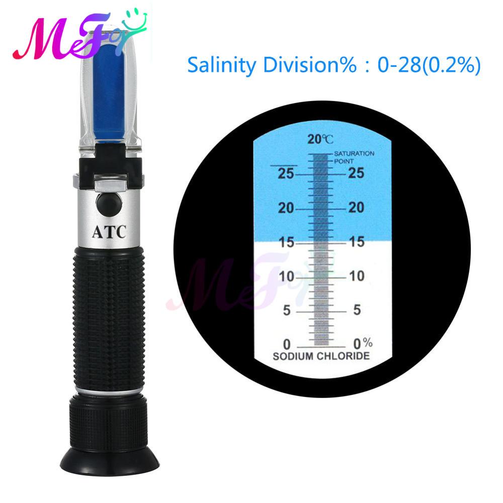 Handheld Refractometer 0-100% 0-28% Sea Water Salinity Concentration Meter Hydrometer Optical Salinity Tester Tool: 0-28