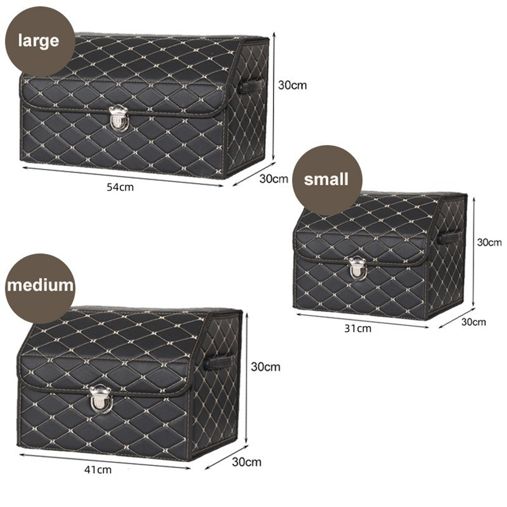 Boîte de rangement de coffre de voiture, grande capacité, sac de rangement d'outils multi-usage automobile, rangement pliable en cuir pour boîte de rangement d'urgence