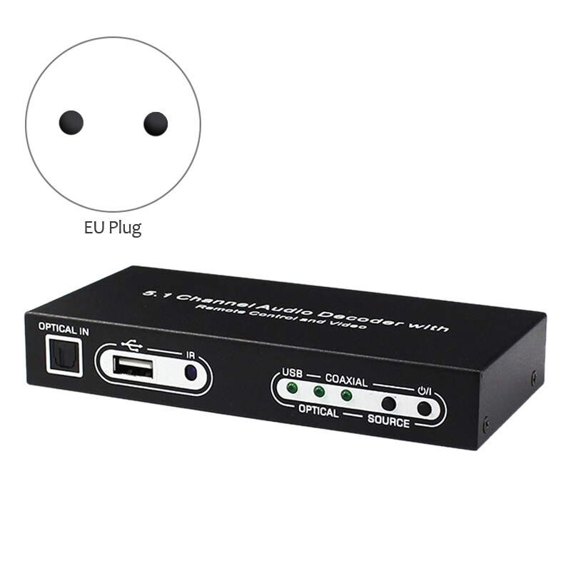O decodificador USB conversor de fibra óptica Digital a analógico Digital óptico 5,1 decodificador compatible con activación remota (enchufe de la UE)