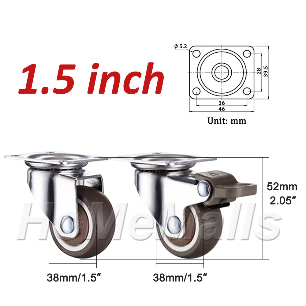 2pcs Swivel Caster Rubber 360 Degree Wheels Silent Top Plate Universal Caster For Shopping Cart Trolley Workbench Smooth Durable