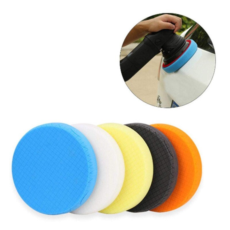 6 Inch 5 Pcs/Set Car Polishing Mesh Polishing Sponge Polishing Wheel Mirror Reduction Car Polishing Self-Adhesive Sponge Wheel