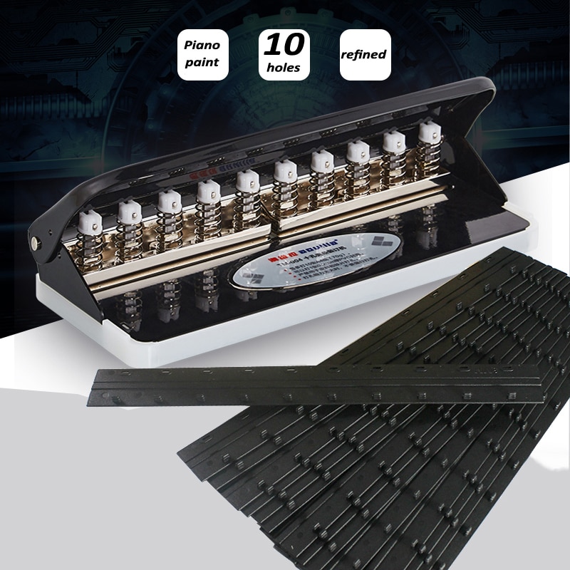 10 Holes Paper Puncher Stainless Steel Desktop Hole Punch, 10 Sheets Capacities profession Office Binding Supplies equipment