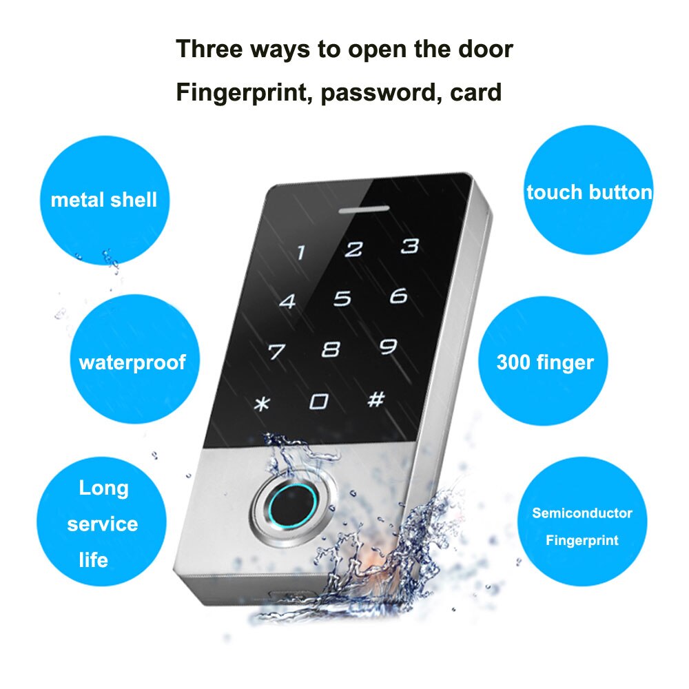 RFID fingerprint Access Control touch Keypad metal shell rainproof IP66 anti-hit 300 fingers / 10000 card users