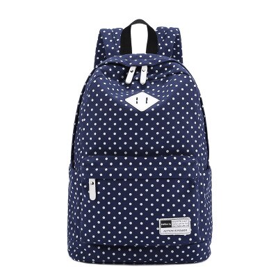 Ladsoul Lichtgewicht Casual Dagrugzak Canvas Polka Dot Rugzak 14 "-15" Laptop Pc Schooltas Voor Tiener Meisjes CD5588/H: navy blue