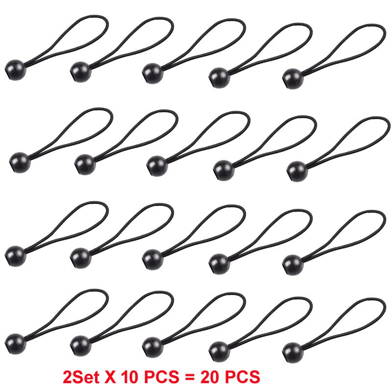 20 pcs elastic tent tension straps ball fastening tie rope tarpaulin awning canopy bungee cords strap outdoor camping accessories: (black (20 pcs)
