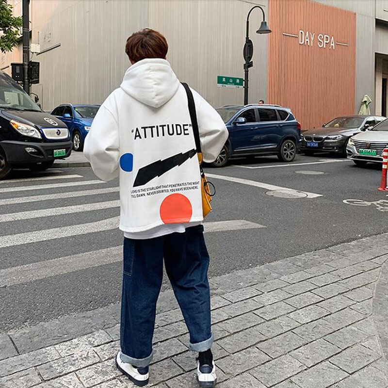 Mænd sweatshirts med hætte efterår og vinter løse mandlige hættetrøjer studenterfrakke letter plus størrelse 4xl 5xl h76