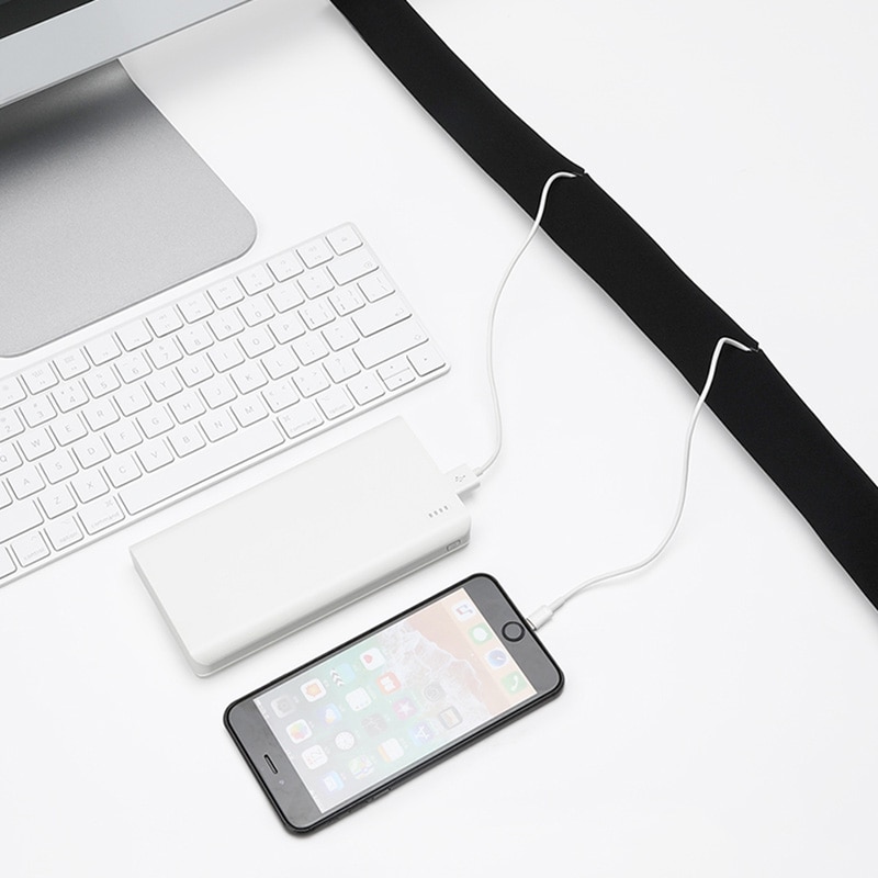 Black White Neoprene Cable Protector Cover Organizer TV Computer Phone Charging Cable Line Sleeve Management Holder