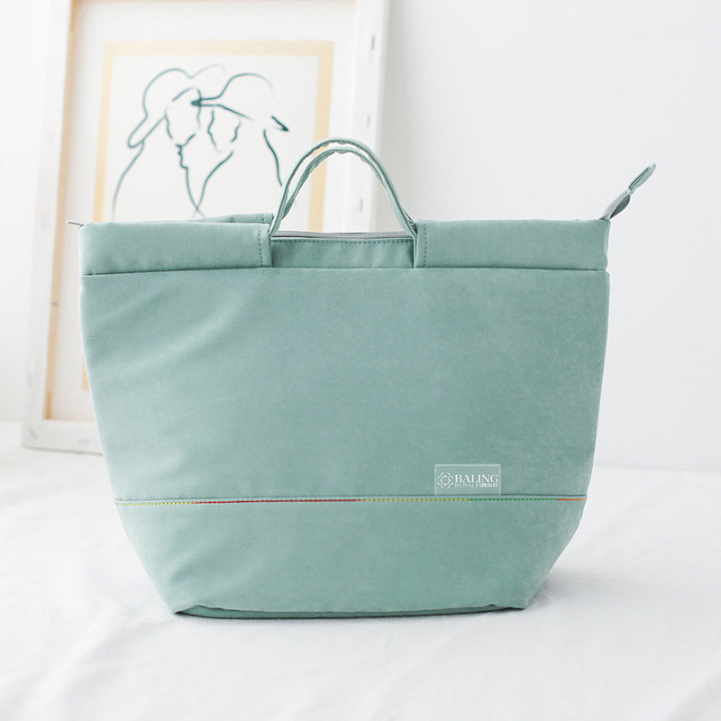 PURDORED 1 Pc Einfarbig Frauen Große Mittagessen Tasche Tragbare Isolierung und Kalten Erhaltung Lebensmittel Lagerung Tasche KidLunch Kasten Tasche: Grün