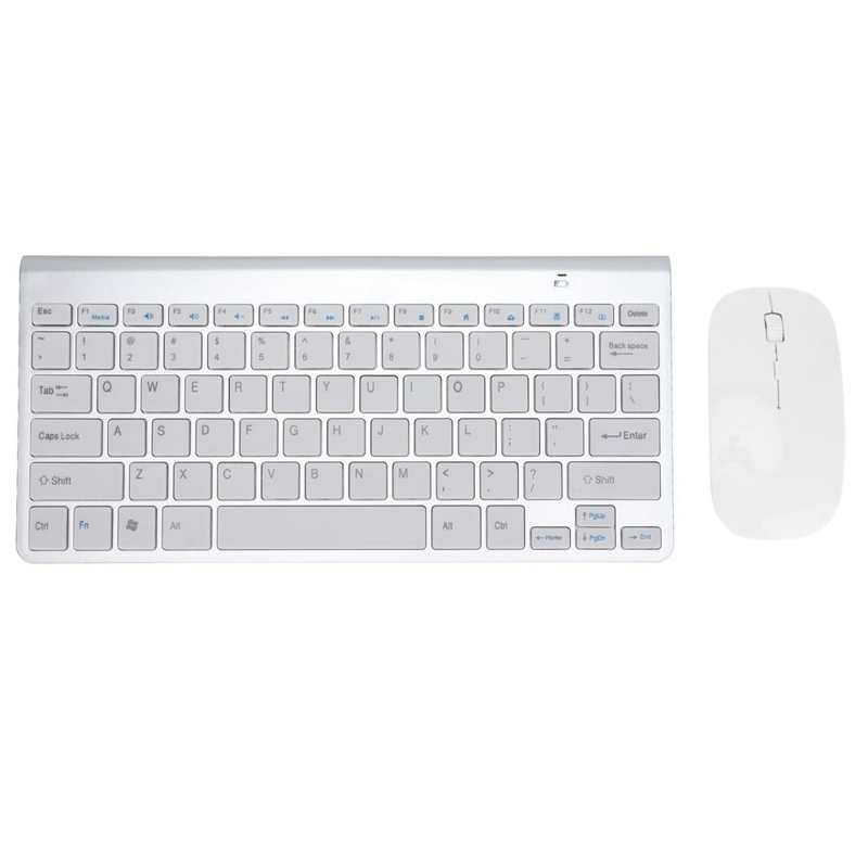 Wireless Keyboard Mouse Combo Keyboard Mouse Combo Wear Resistance for Macbook for Desktop for Windows: Silver