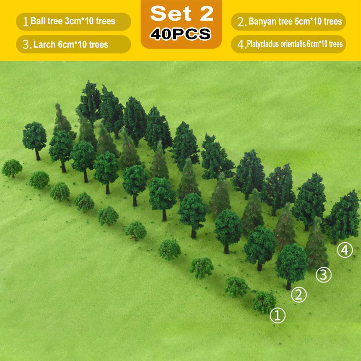 40pcs DIY Handmade Plastic Miniature Model Trees For Building Garden Railroad Layout Scenery Landscape Accessories Toys for Kids: Set 2
