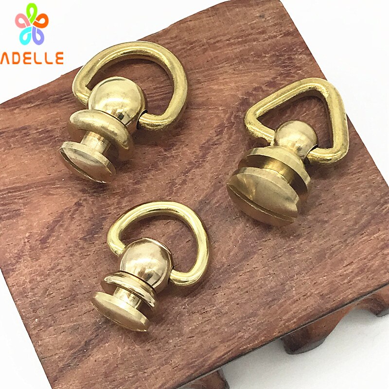 10x Bal post met Driehoek Ring D-ring Draaien messing Solid Schroef/Nail Klinknagel/head button stud/chicago schroef 3 Stijl