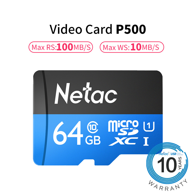 Netac Klasse 10 32Gb 64Gb Micro Sd-kaart Readspeed Tot 100 Mb/s Video Card 16Gb 128gb 256Gb Tf Flash Geheugenkaart Voor Telefoon Camera: 64GB U1 P500