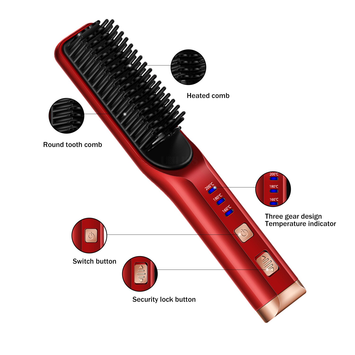 Brosse à cheveux sans fil, lisseur, batterie 4000mAh, peigne chauffant, température réglable, outils de coiffure