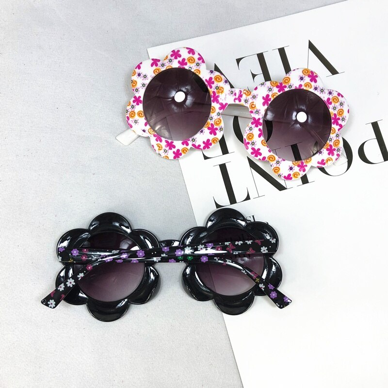 Gafas de sol para niños, lentes de sol infantiles de estilo Rural con estampado de flores, redondas, a prueba de sol, resistentes al desgaste,