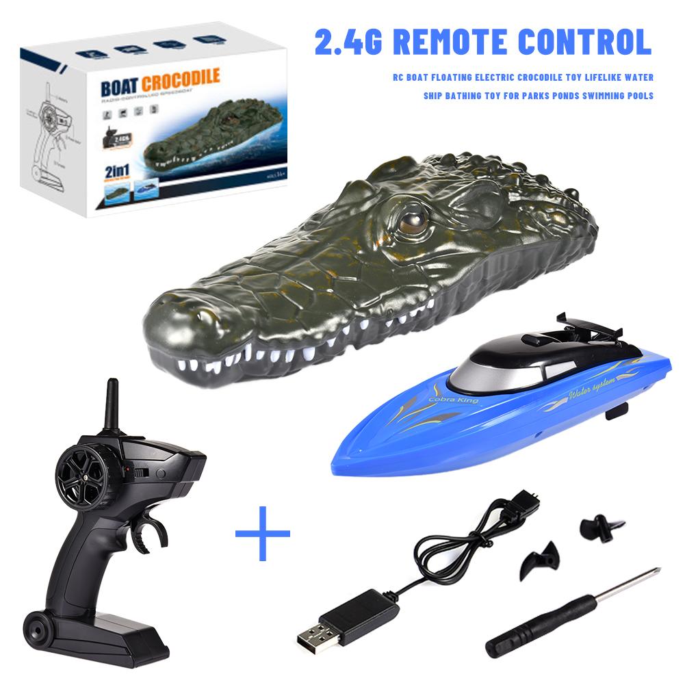 2.4g krokodille naturtro fjernbetjening båd rc båd flydende elektrisk krokodille legetøj vand skib til parker damme svømmehaller: Default Title