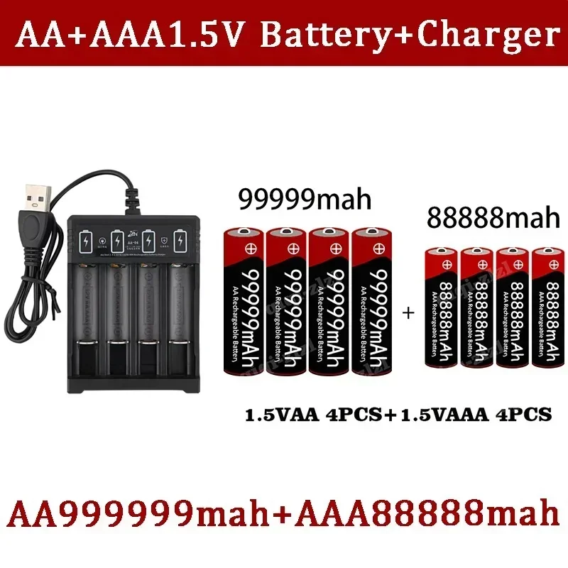 Brand 1.5V AA 1.5V AAA Alkaline 1.5V Clock Toy Camera Battery Rechargeable Battery+USBcharger rechargeable battery: Pink