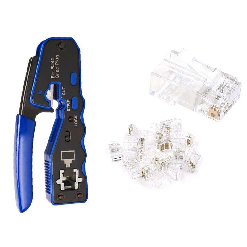 Lot d&#39;outils de sertissage de passage Ethernet RJ45, avec prise modulaire CAT6 RJ45 50U, Pack de 25: Default Title