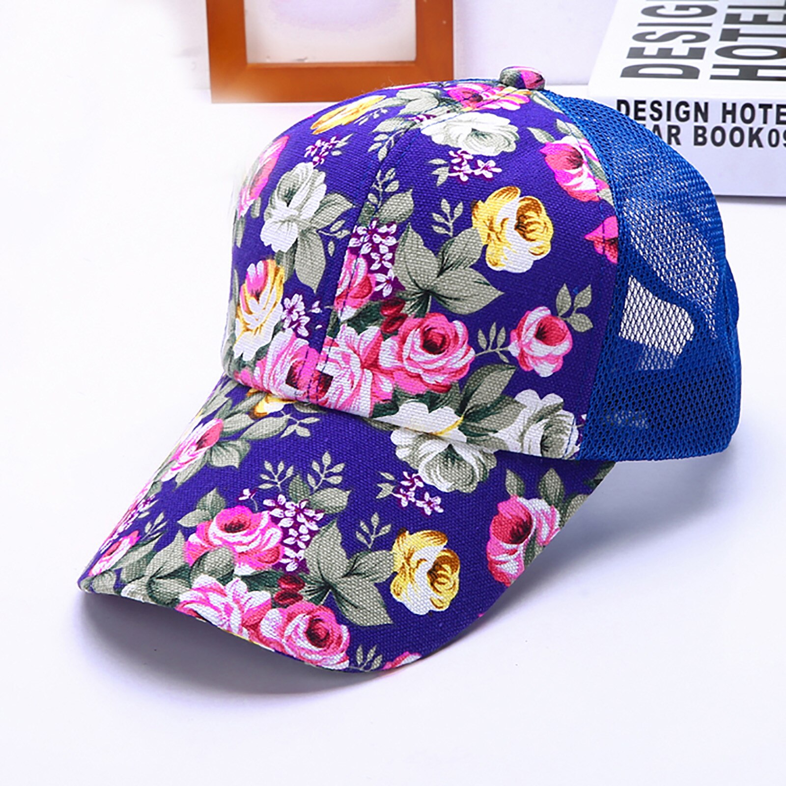 Floral Cap For Women Printing Mesh Breathable Baseball Caps Hat For Golf Fishing Mum Hats: Purple