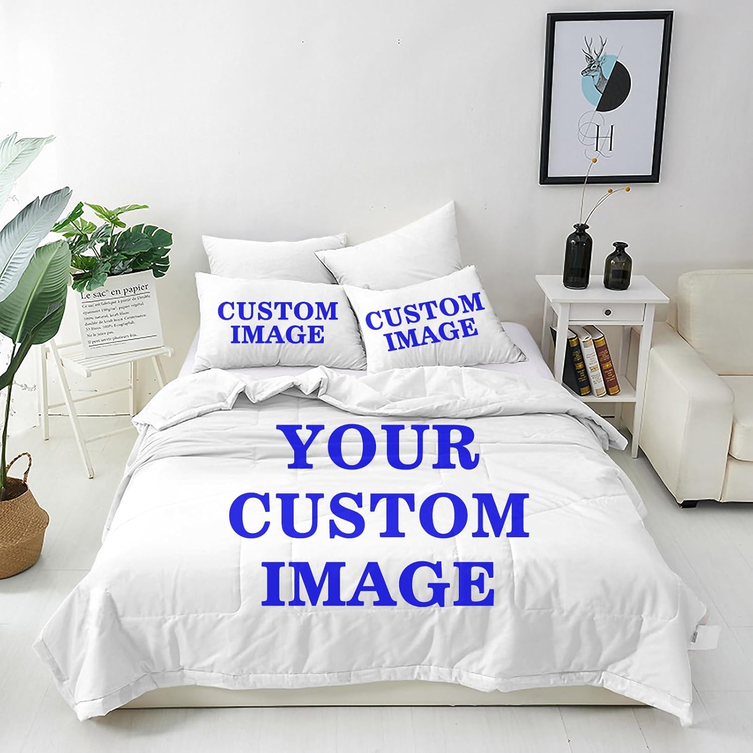 Aangepaste dekbedovertrek en kussensloop, gepersonaliseerde beddengoedset, 3D-geprint patroonformaat gepersonaliseerde dekbedovertrek voor kinderen, volwassenen