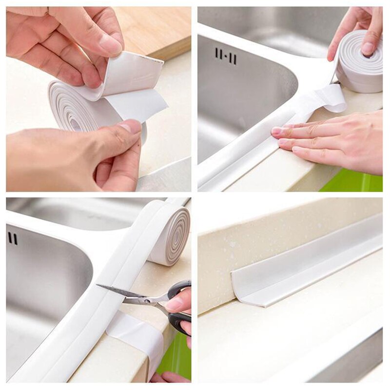 3.2m Kitchen Waterproof Mould Proof Tape Sink Bath Sealing Strip Tape Self Adhesive Waterproof Plaster Tile Crack Sealant Tape