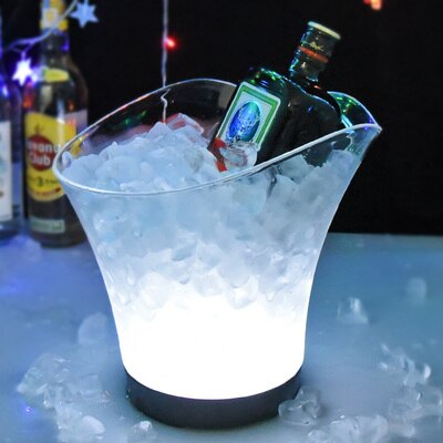 LED Rechargeable Ice Bucket 5.5L Wine Whisky Ice Cooler Colors Changing Champagne Wine Buckets For Party Home Bar Nightclub: white color