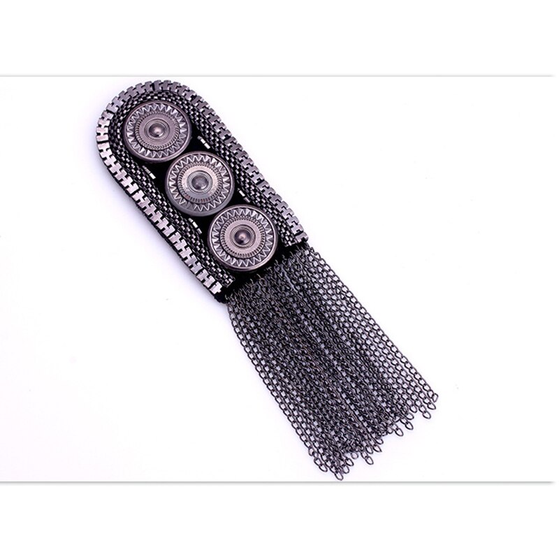 Pak schouder broche riem multi kwast klinknagel epaulet strass stof nagel kraal accessoires zanger presentator podium sieraden: Pistool zwart