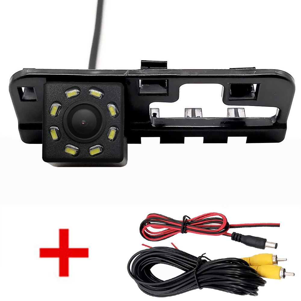 Fisheye HD Dynamic Trajectory Wireless Car Rear View Backup Parking Camera For Honda Civic 2006 2007 MK8: Wire 8LED / Fixed Parking Line