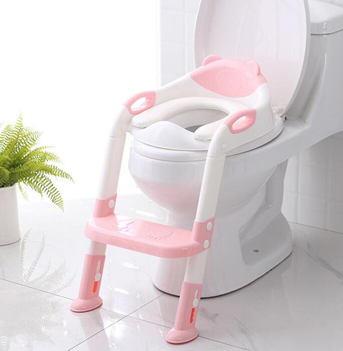 Baby pottetræning toiletstol til børn med blød pude baby pottestol til børn unisex børne toilet træningssæde: Lyserød med pude
