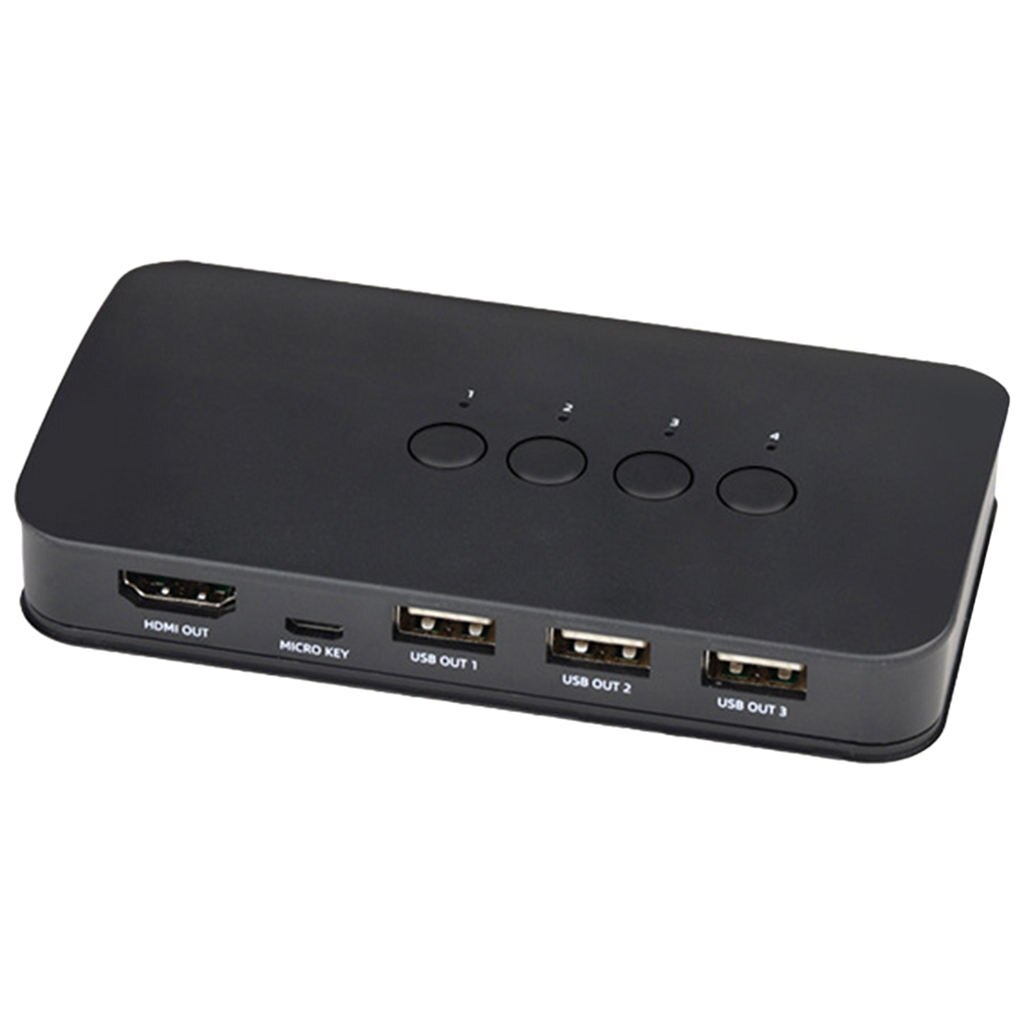 KVM Switch 4 Port Box for 4 Computers Sharing, Two Switching Modes, HD Visual Enjoyment