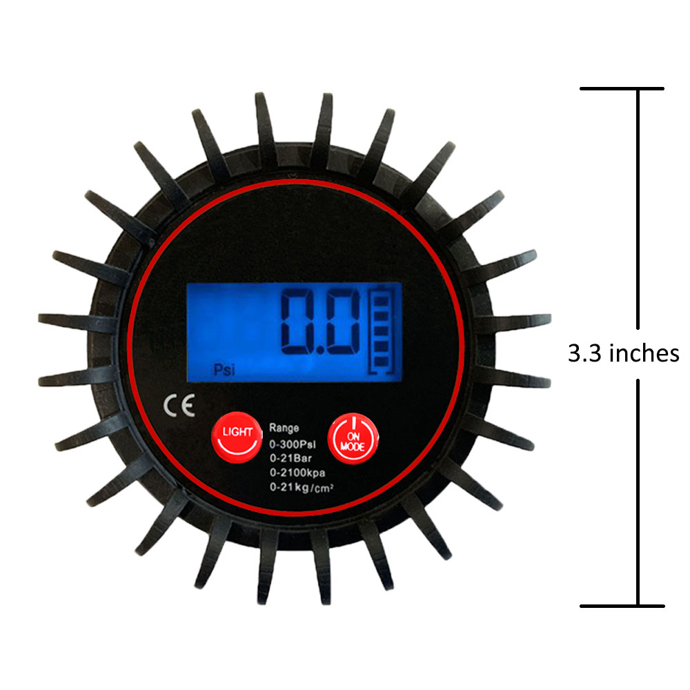 Uharbour Digital Gas Pressure Gauge with 1/8'' NPT Back Connector and Rubber Protector, 0-300psi, Accuracy 1% .F.S.