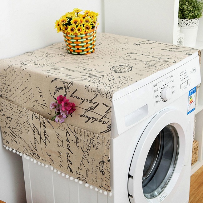 Geometric Refrigerator Cloth Single Door Refrigerator Dust Cover Pastoral Double Open Towel Washing Machine Cover Towel: 5-55x130