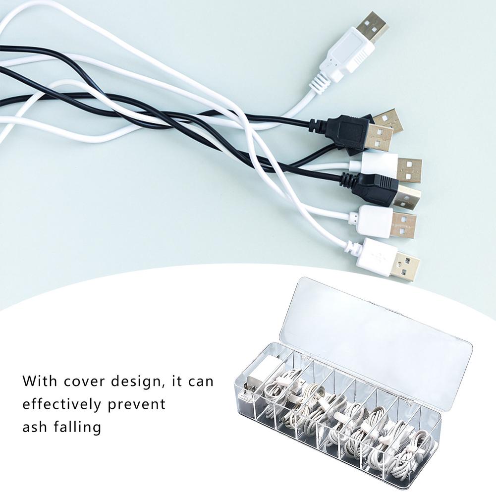 Transparent Cable Storage Box Charging Cable Storage Container For Desktop Charger Cable Storage Box Organizer Storage Container