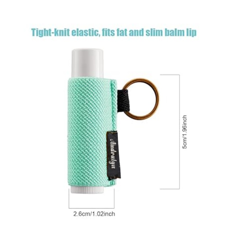 Soporte para bálsamo labial, llavero con Clip en funda para lápiz labial, funda para lápiz labial, llavero elástico de punto ajustado para bálsamo labial