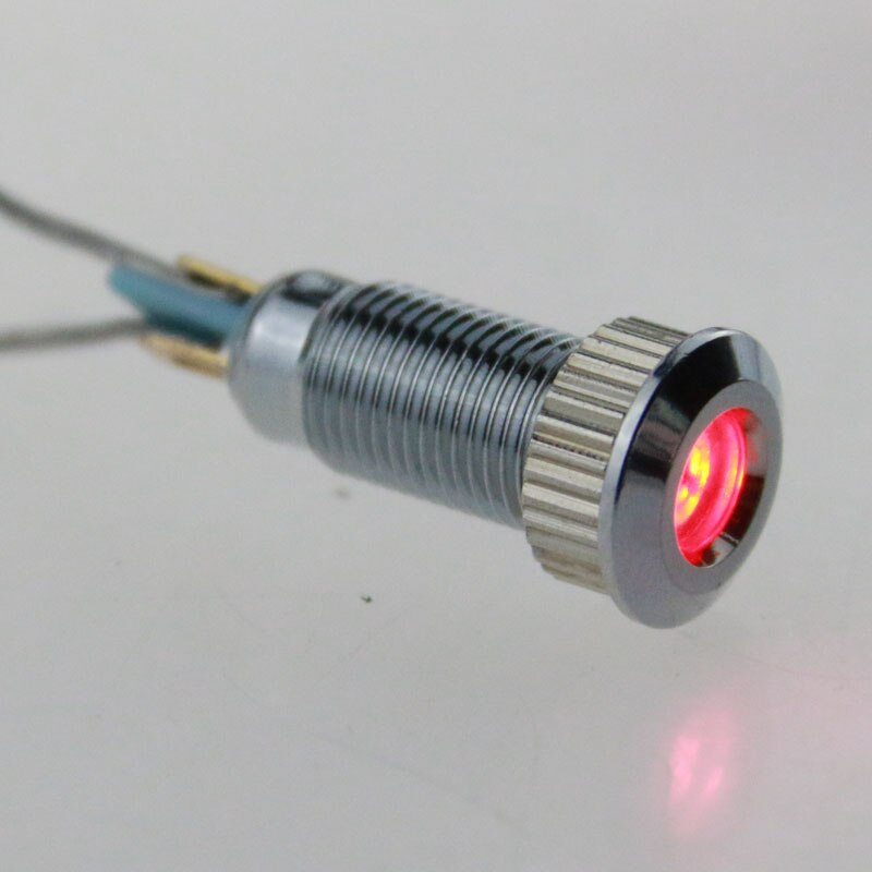 10 stk metall indikatorlys 8 mm metall lampe spenning 12 v varsel kjøretøy lampe rød grønn gul blå og hvit: Rød