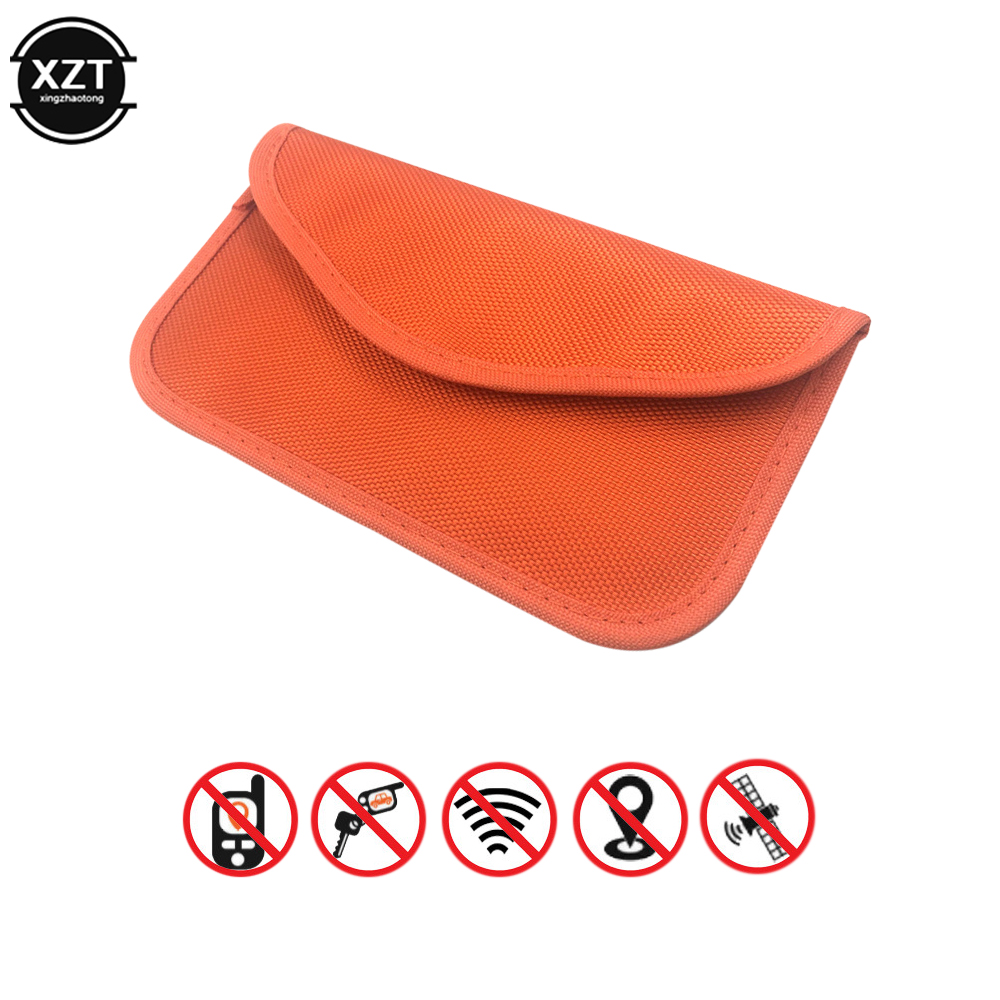 Portable Car Key Signal Blocker Case Faraday Cage Fob Pouch Keyless RFID Blocking Bag RFID Card Protector Car Accessories: Orange