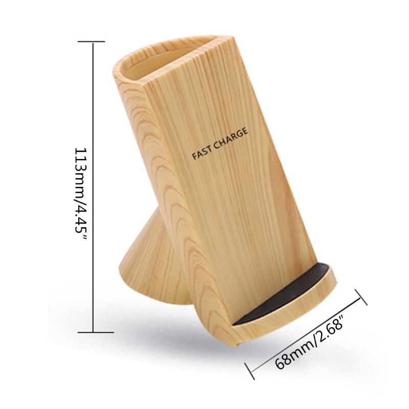 Qi Universele Houten Textuur Potlood Vaas Pen Houder Snelle Opladen Draadloze Oplader Stand Voor-Iphone-Samsung