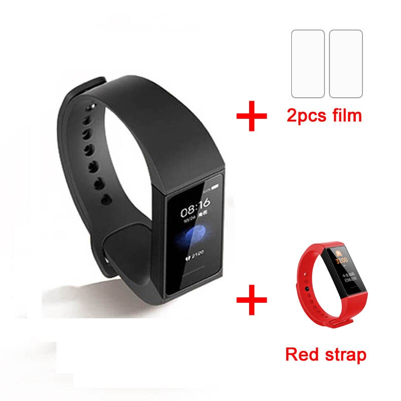 Xiaomi redmi band smart puls fitness sport tracker bluetooth 5.0 vandtæt armbånd touch stor farveskærm armbånd: Tilføj rød rem