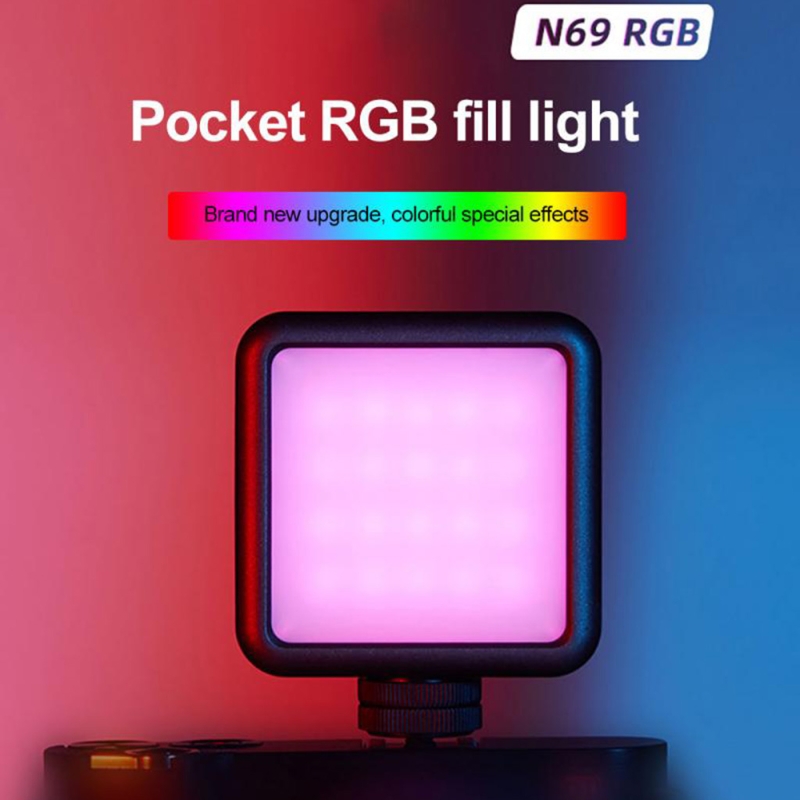 Praktische  n69 mini-rgb-led-videoleuchte, fotoleuchte, 360 °-vollfarbeinstellung, blitzschuh , 2500-9000k magnete