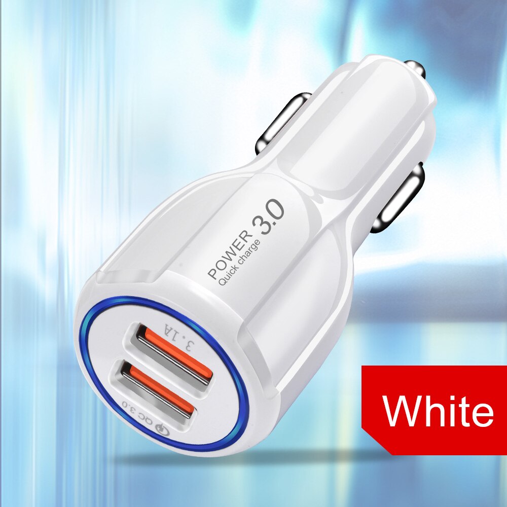 Olaf chargeur de voiture pour téléphone portable Charge rapide 3.0 USB chargeur pour iPhone 11 Pro max Samsung A90 A50 Hauwei Mate 30 chargeur rapide: White