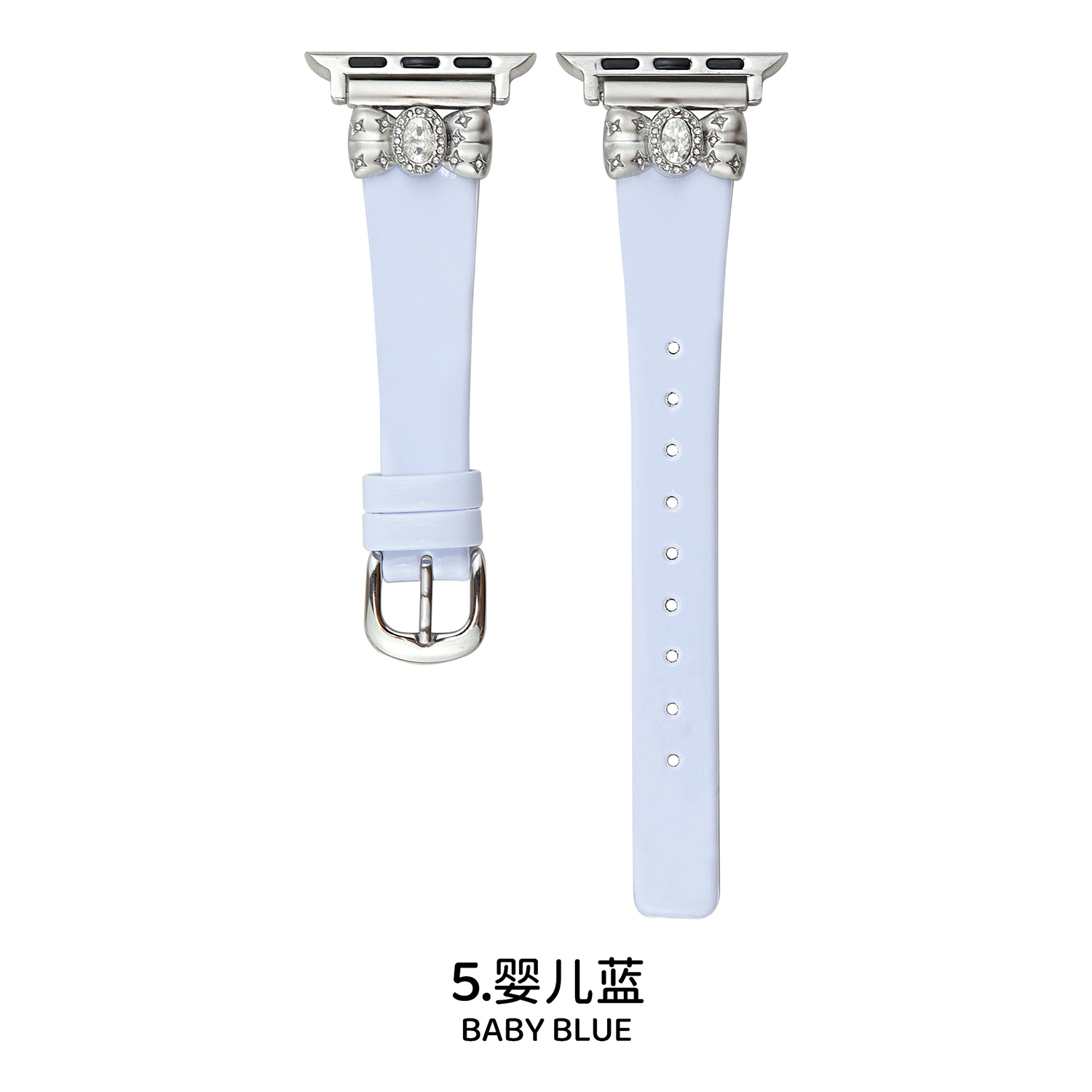 Leuke vlinderdiamant lederen band geschikt voor Apple Watch 49/46/45/44/42/41/40 en 38 mm Geschikt voor iWatch Ultra 9 8 7 6 5: M / Blue White