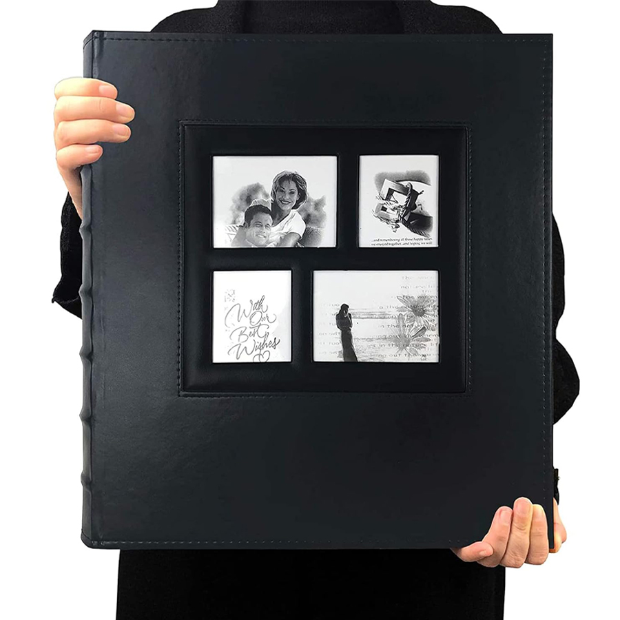 Photo Album 4x6 500 Photos Pages Large Capacity Leather Cover Wedding Photo Albums Holds 500 Horizontal and Vertical Photos: black