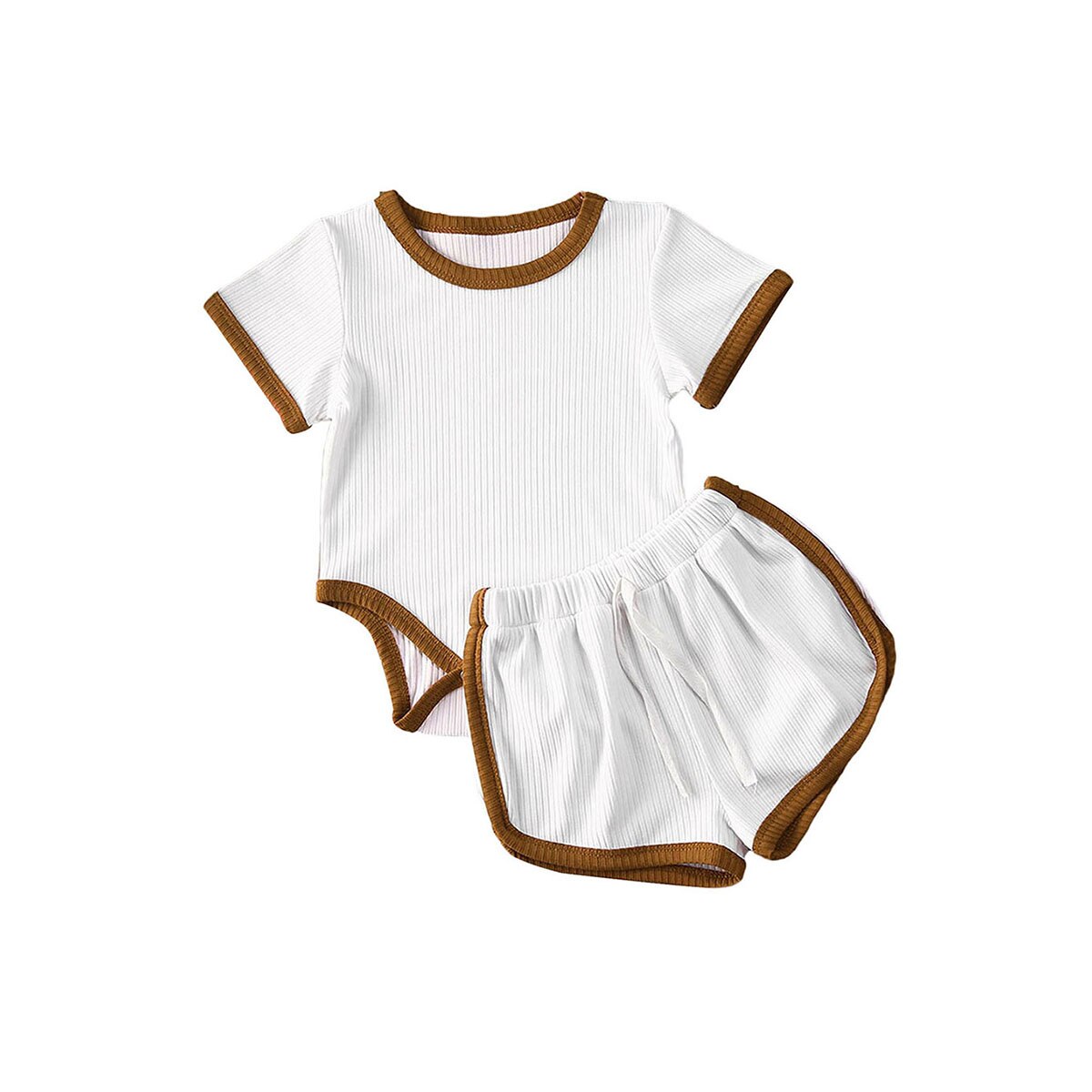 0-24m peuter baby meisjes jongens sport set effen korte mouwen romper tops + shorts 2 stuks