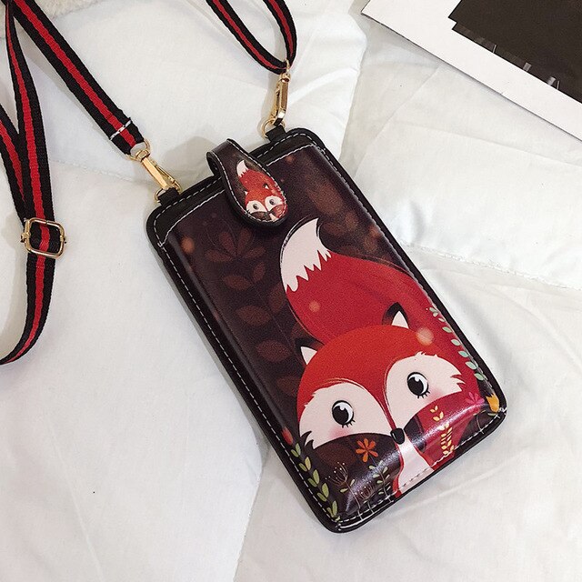 Newly Universal Card Wallet Shoulder Strap PU Leather Phone Bags For Samsung Galaxy Note 10 S10 5G Pro Lite Plus 9 A80 A50: B9 Red Fox