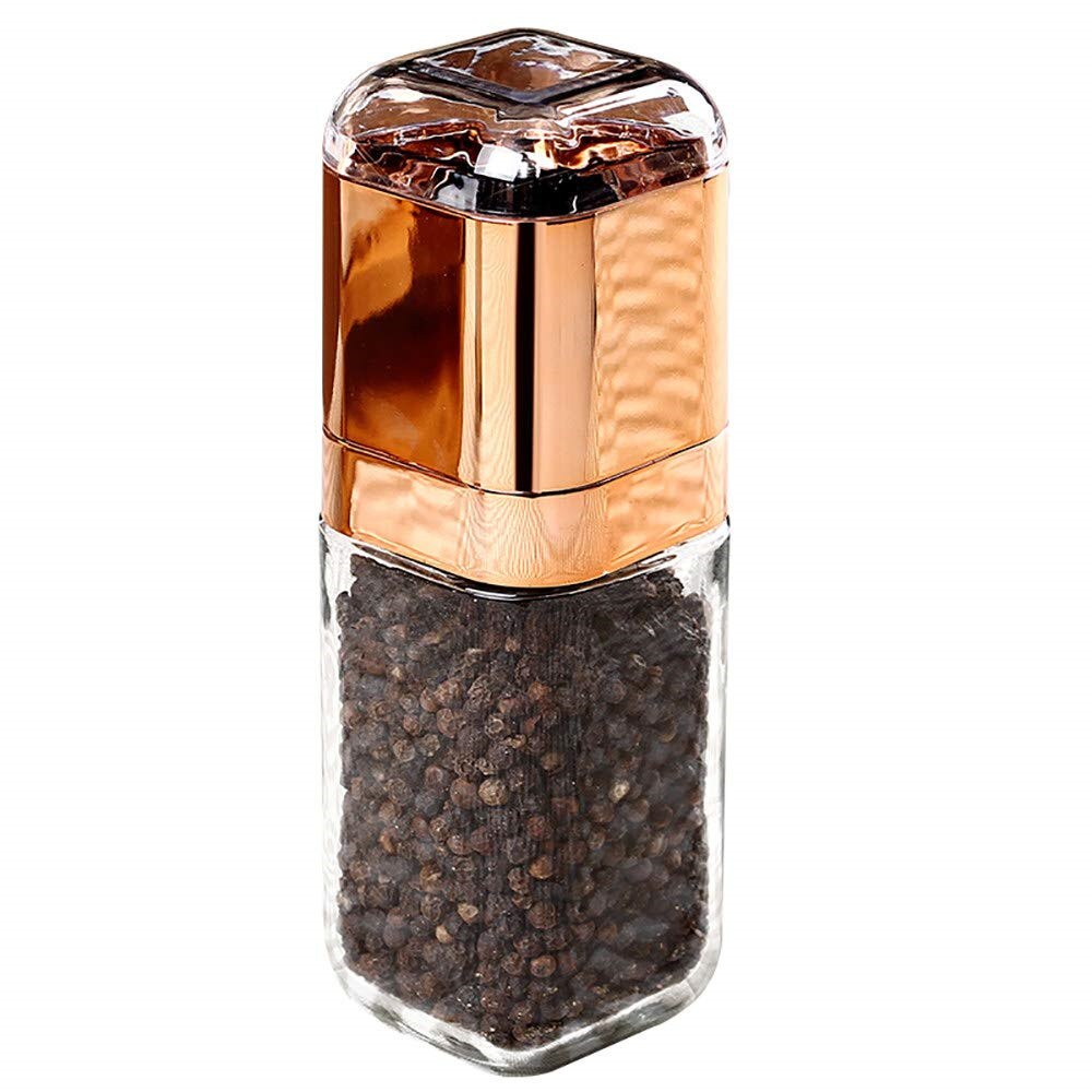 Pepparkvarn 180ml premium glasflaska salt- och pepparskakare med keramisk kryddkvarn kökspepparkvarn guld: 1 st