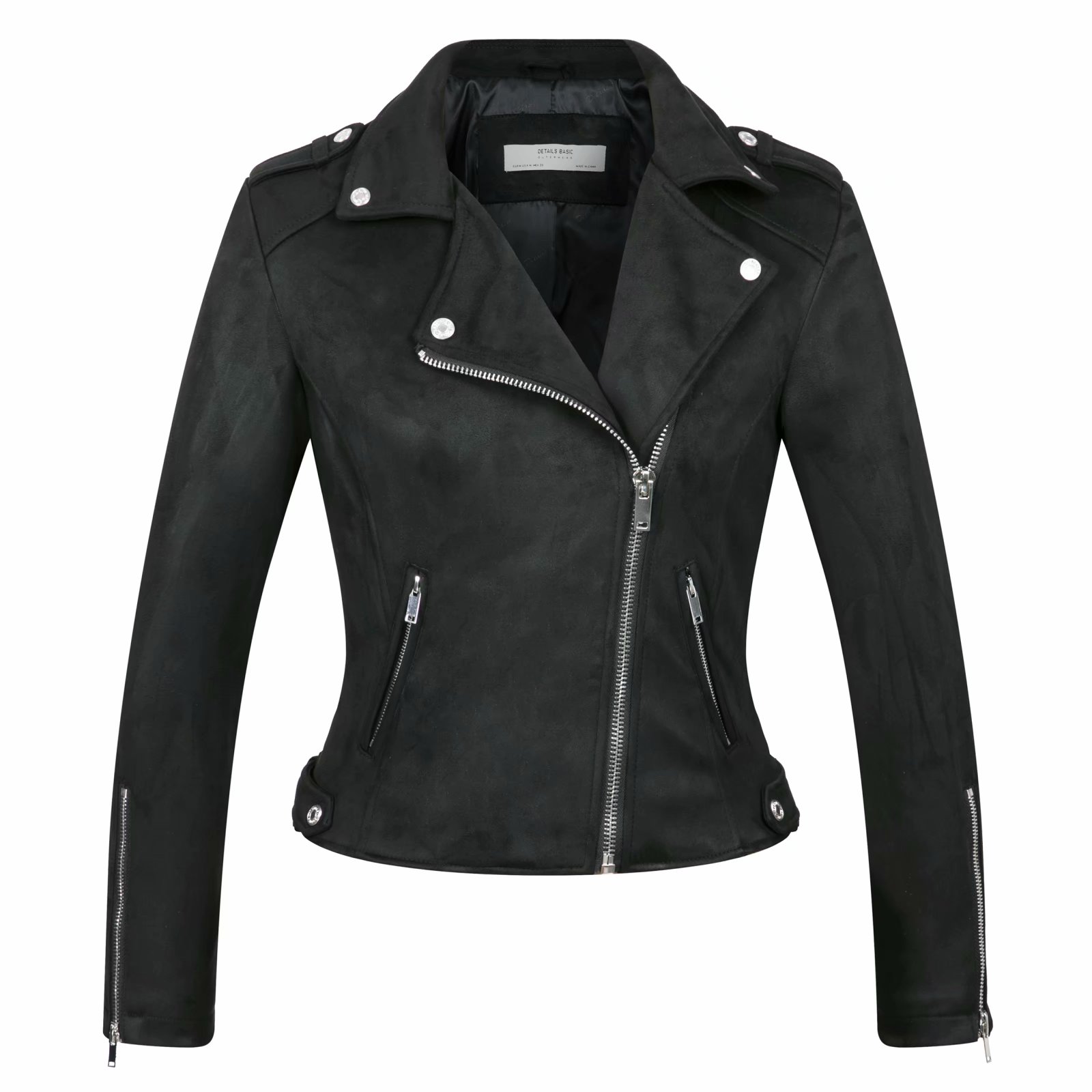 Arrial kvinder efterår vinter ruskind imiteret læder jakker dame mat motorcykel frakke biker grå pink rød outwear: X007 sorte / S